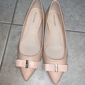 Cole Haan Elsie Bow Leather Skimmer Flats, Beige 7